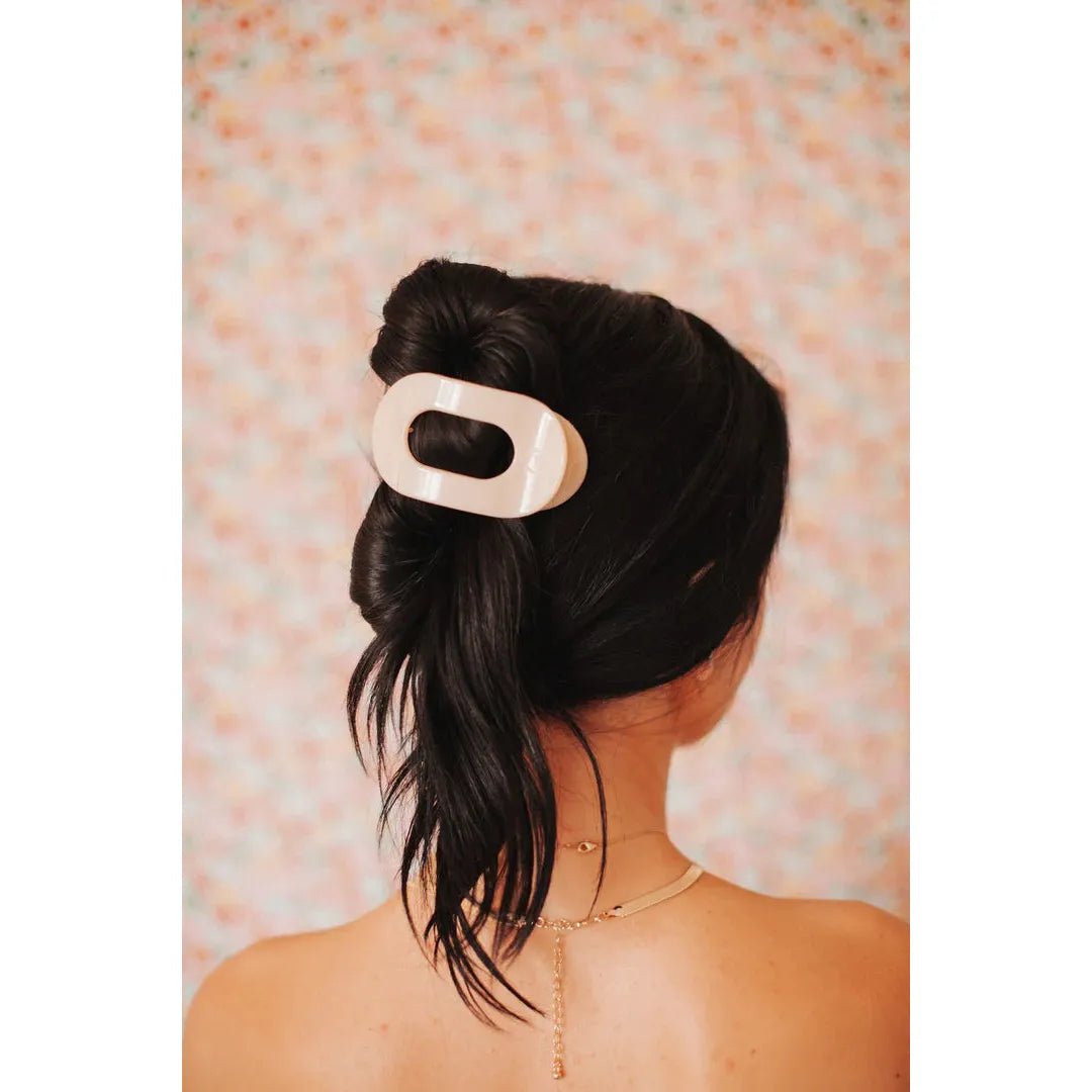 Almond Beige Flat Round Hair Clip - Miles and Bishop