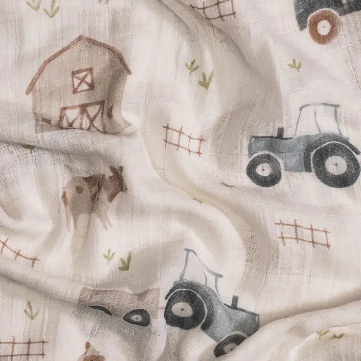 Charlie 2-pc. Farmhouse Tractor/Dot Swaddle Set