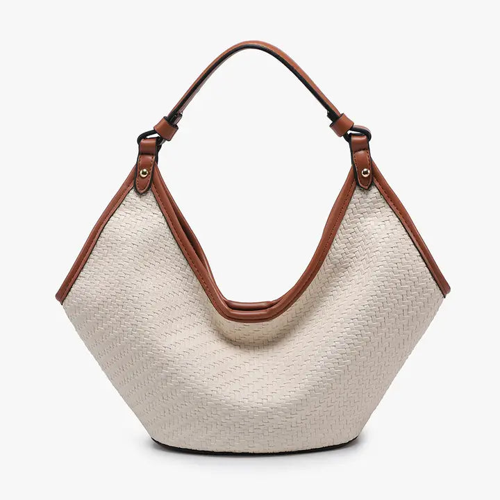 Jade Faux Woven Hobo Bag