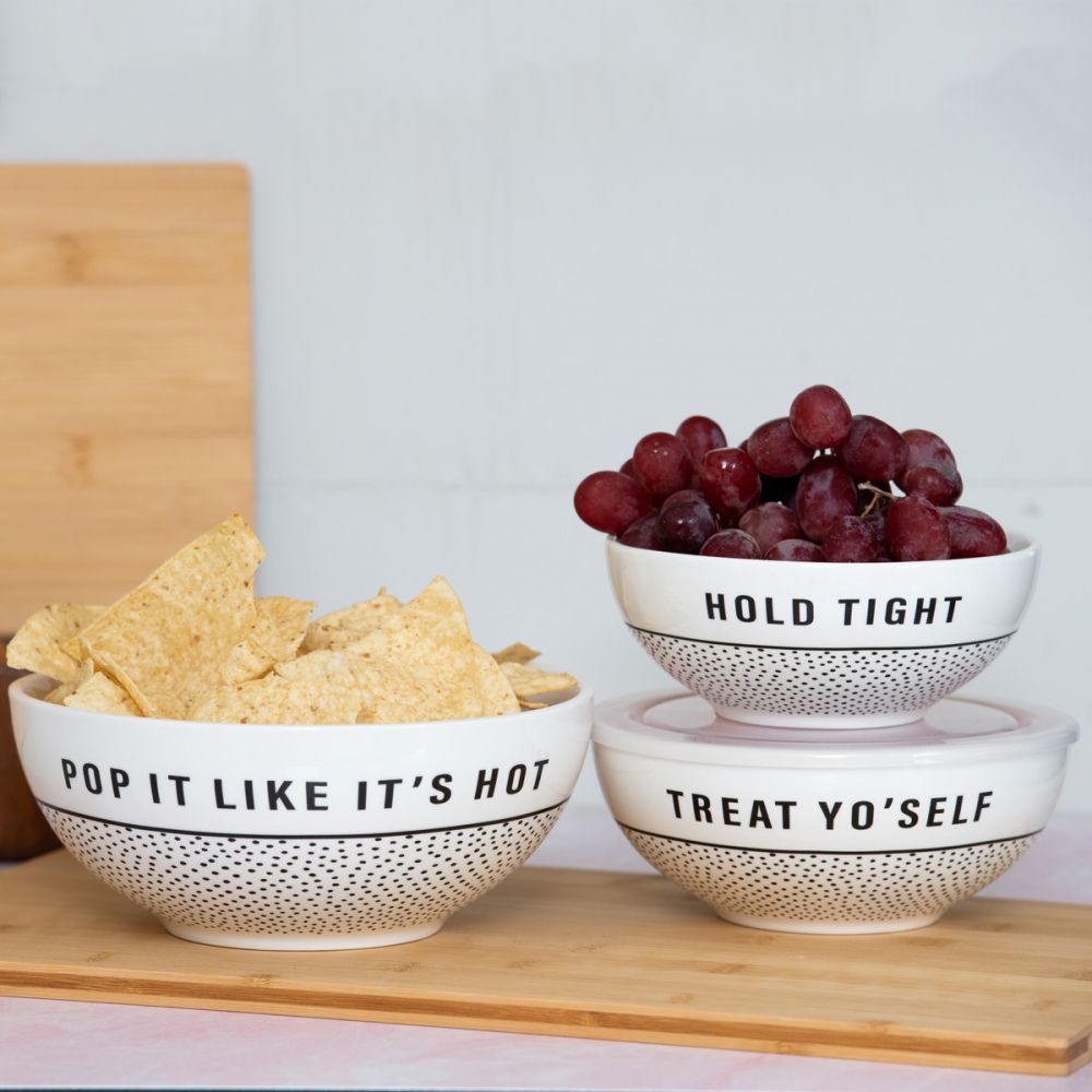 Tight/Treat/Pop Ceramic Bowls with Lids - Miles and Bishop