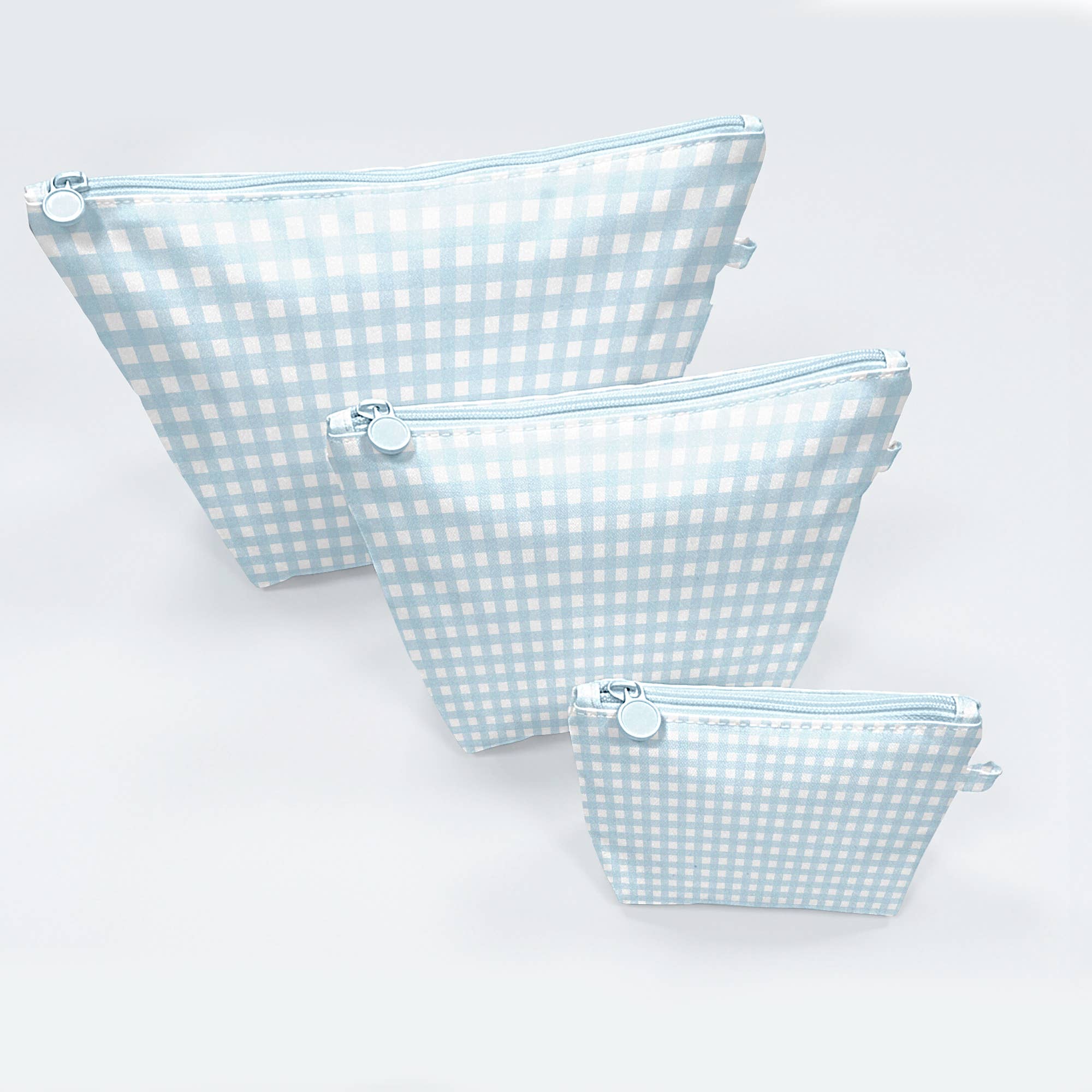 Blue Gingham - Easy Clean Wipeable Pouch