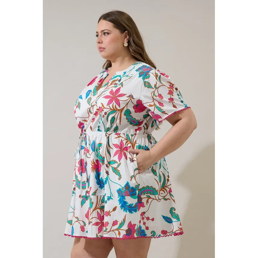 Izzie Floral Bouse Shift Mini Dress Curve