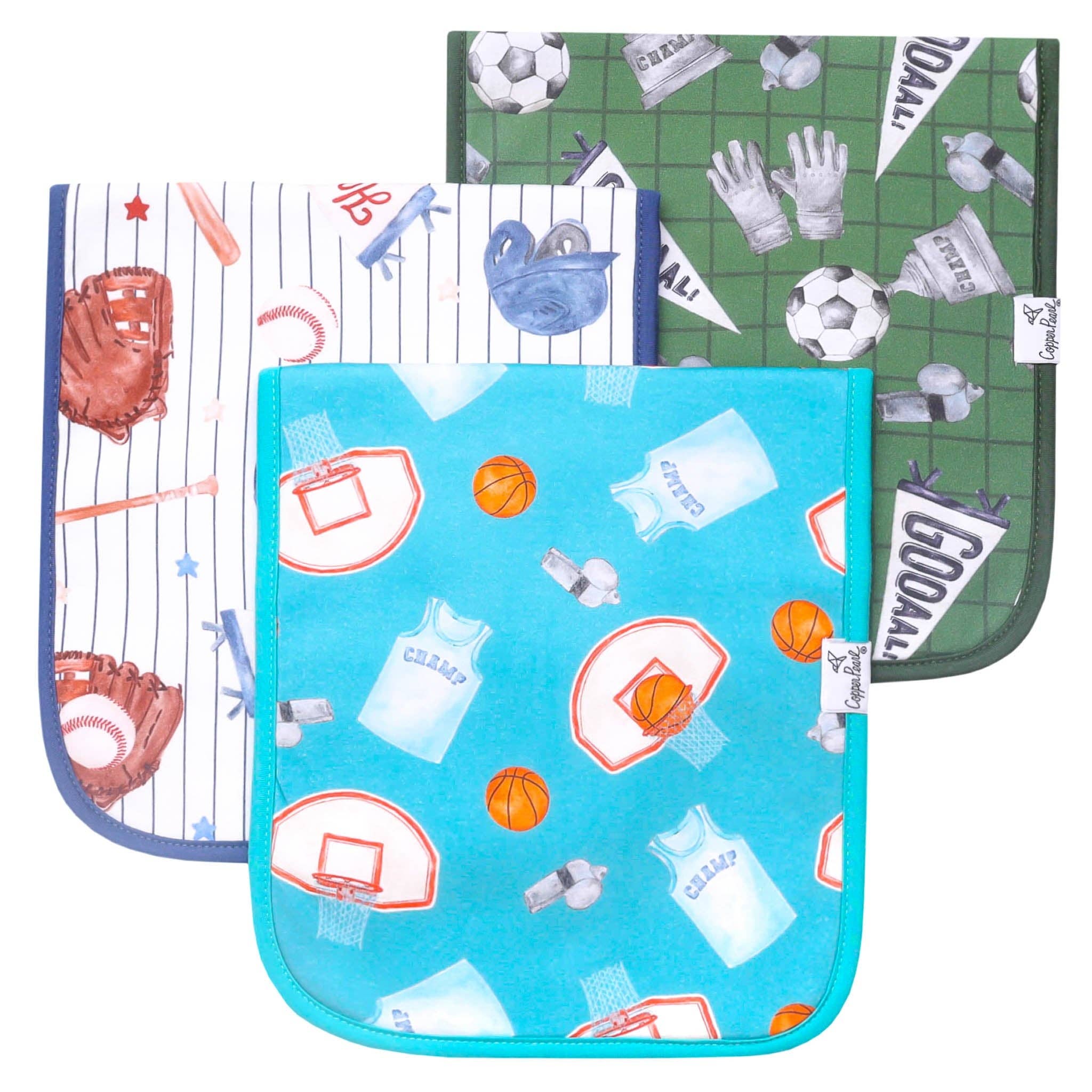 3 Pack Premium Burp Cloths All Star