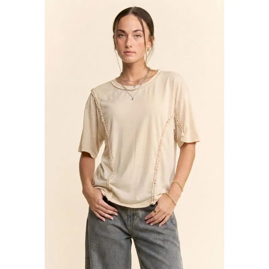 PLUS Solid Braided Insert Drop Shoulder Top