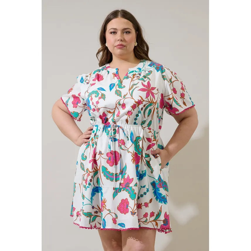 Izzie Floral Bouse Shift Mini Dress Curve