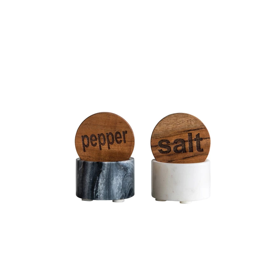 Salt and Pepper Container with Wood Lid