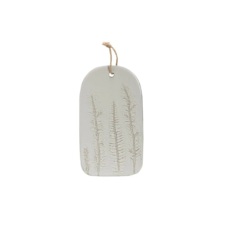 Porcelain Serving Platter with Fern Impressions