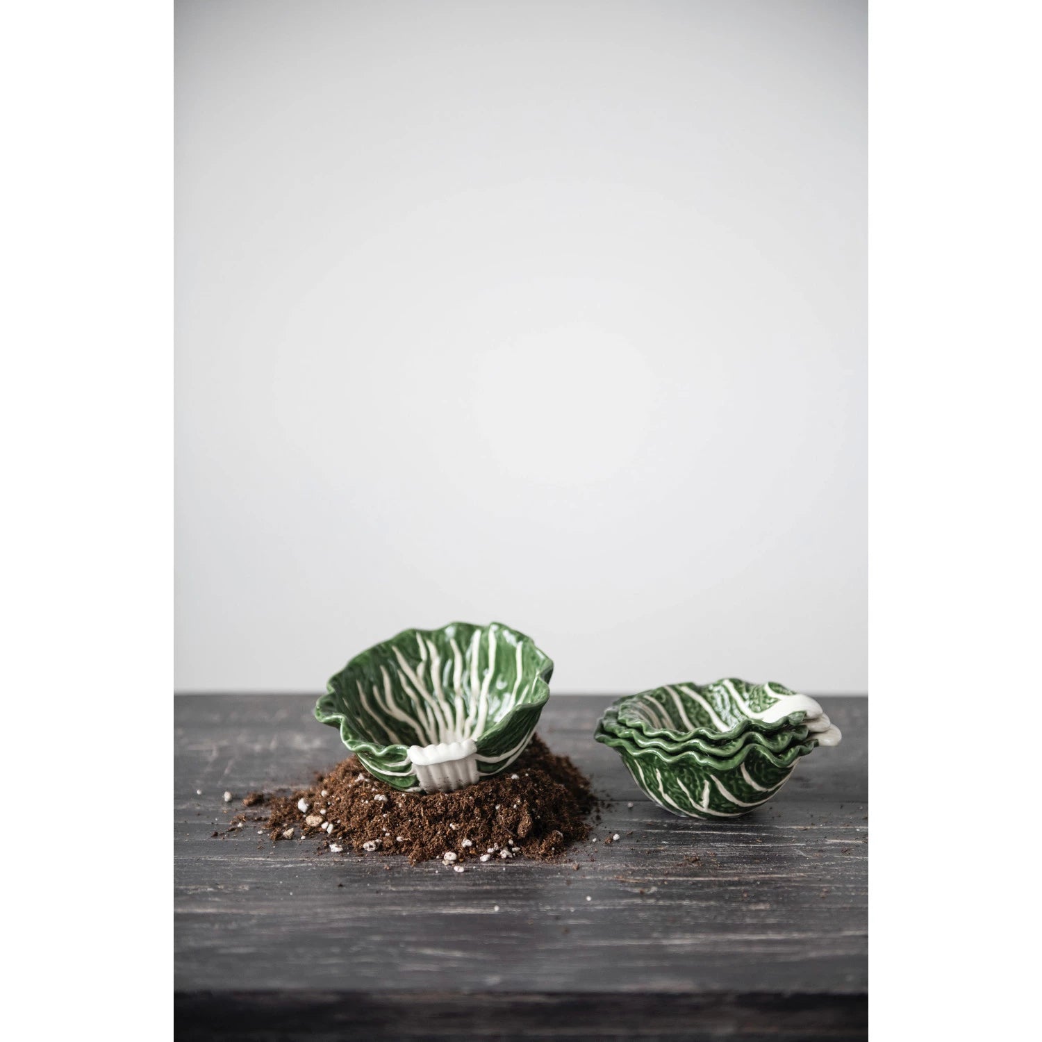Hand-Painted Stoneware Cabbage Bowls
