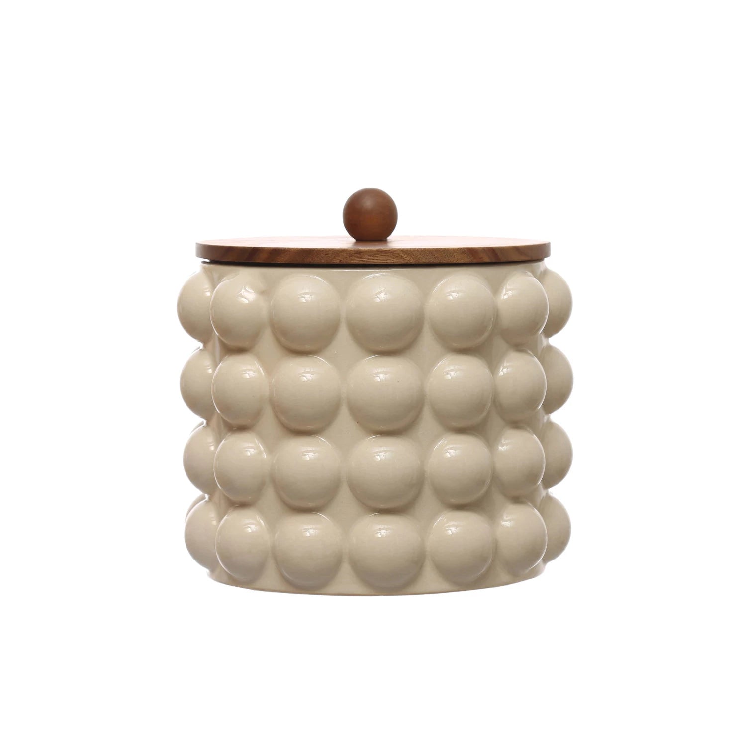 Hobnail Large Canister with Wood Lid