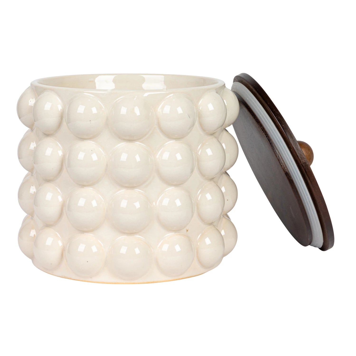 Hobnail Large Canister with Wood Lid