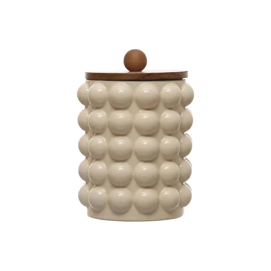 Hobnail Canister with Wood Lid