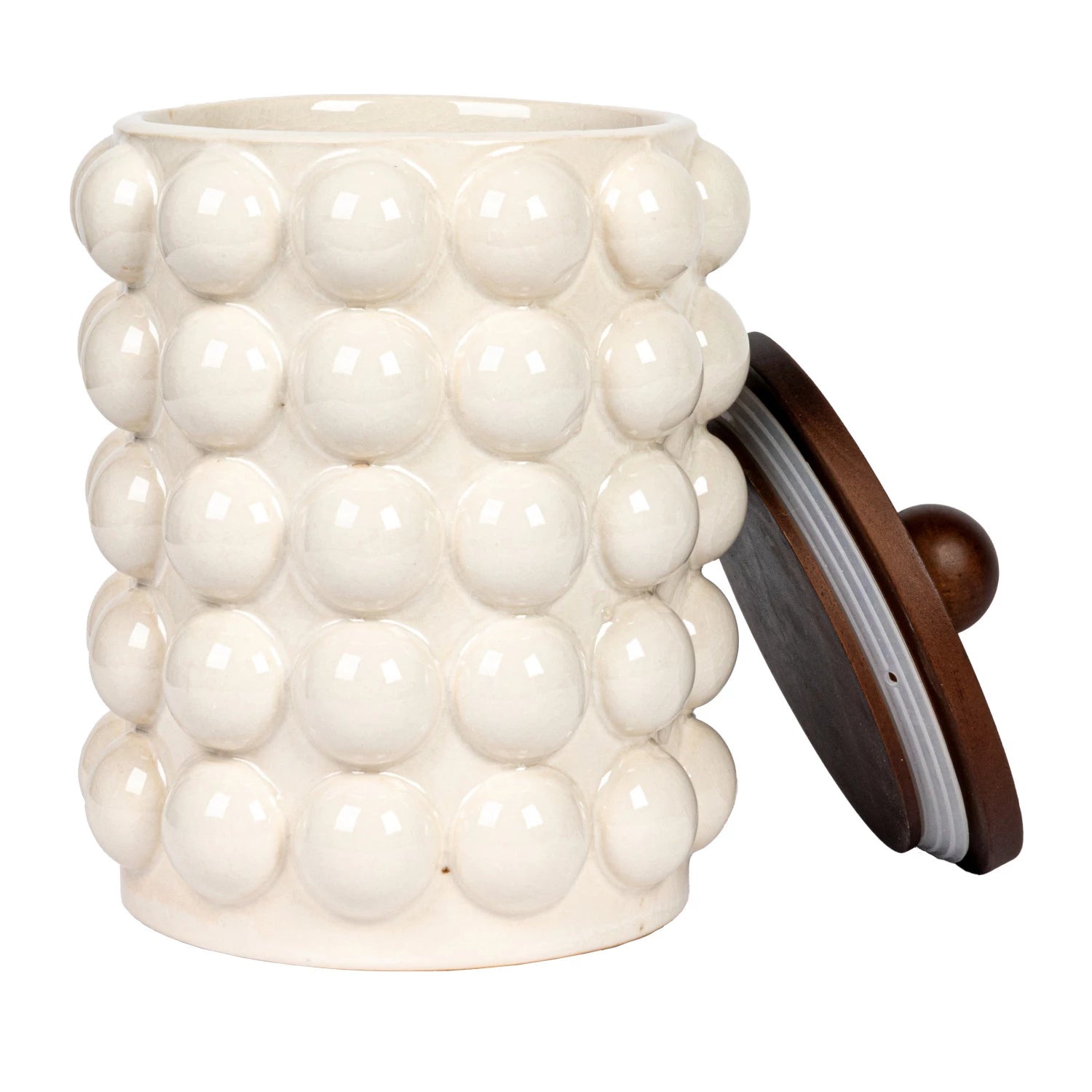 Hobnail Canister with Wood Lid