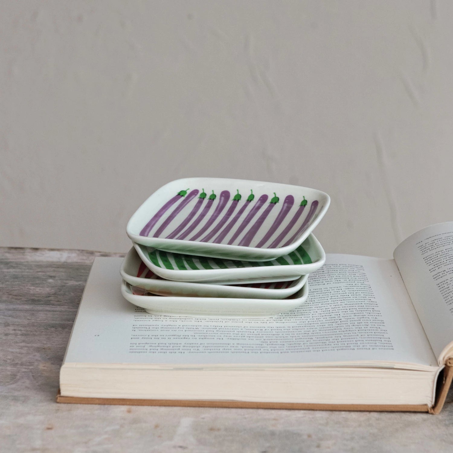 Hand-Painted Vegetable Stoneware Plate