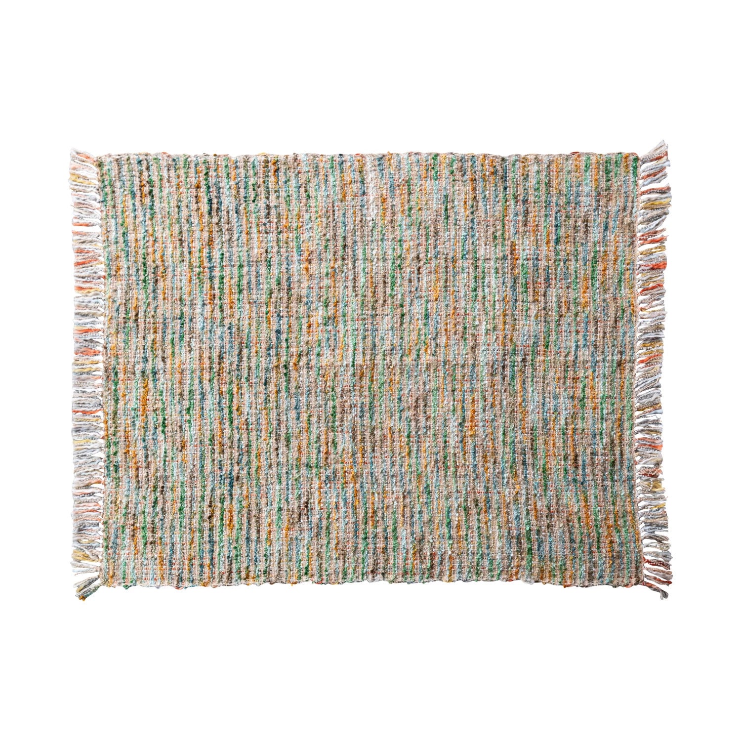 Woven Acrylic Blend Bouclé Throw with Fringe