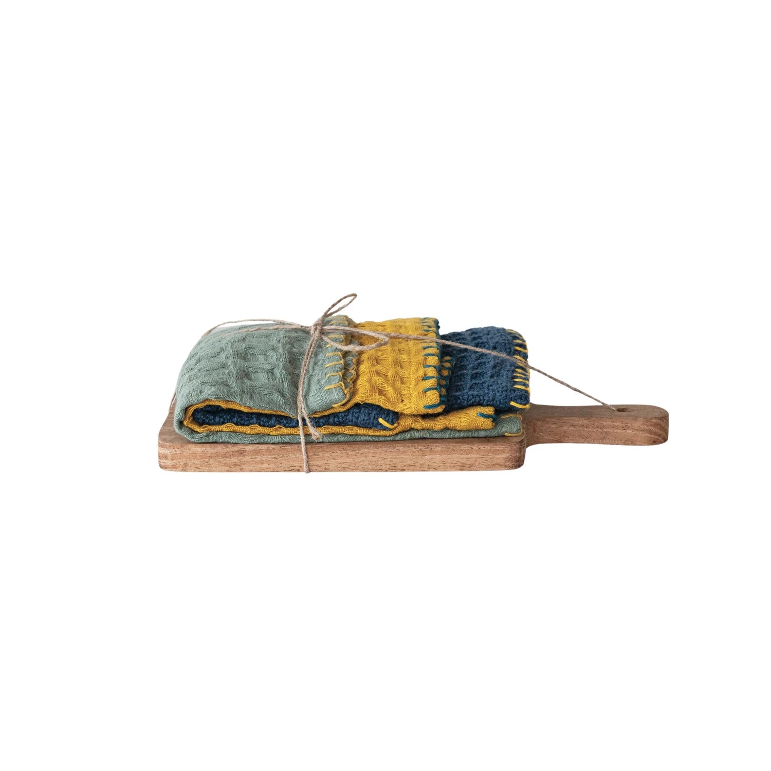 Cotton Waffle Weave Dish Cloths with Cutting Board