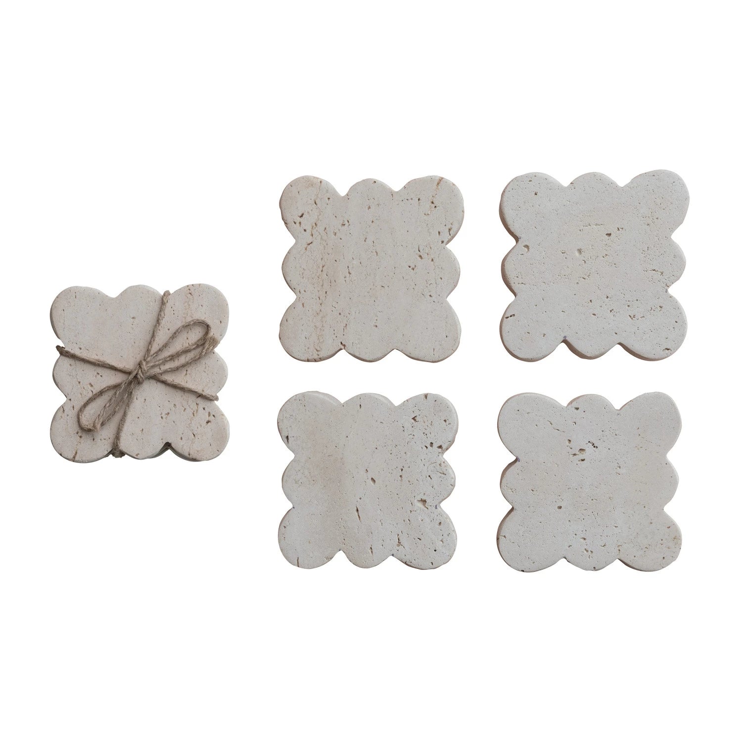 Travertine Coasters with Scalloped Edge