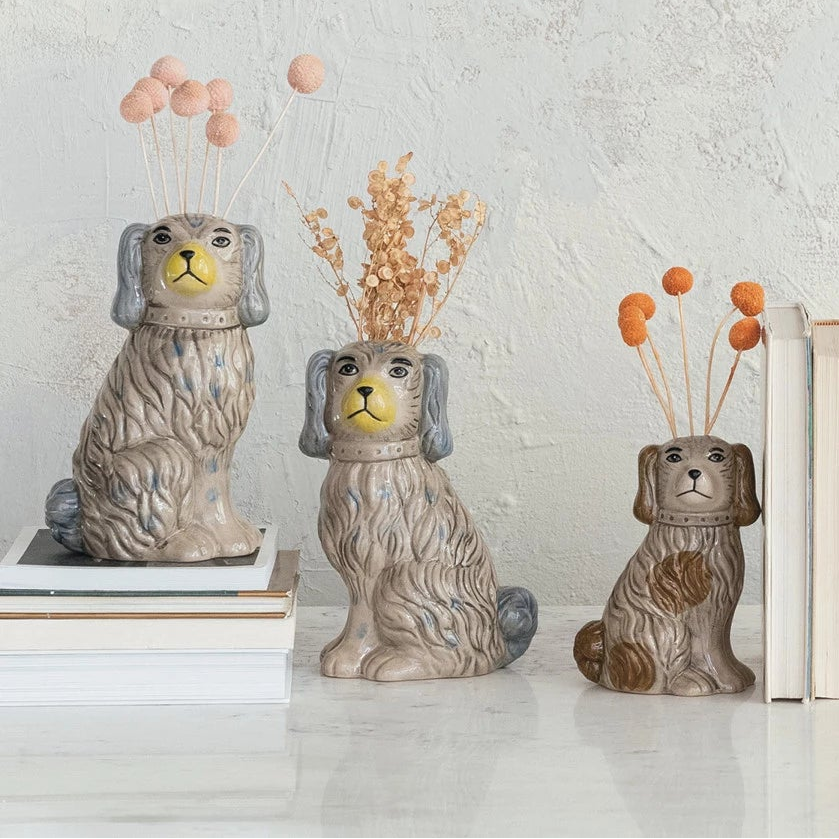 Hand-Painted Vintage Dog Reproduction Vase