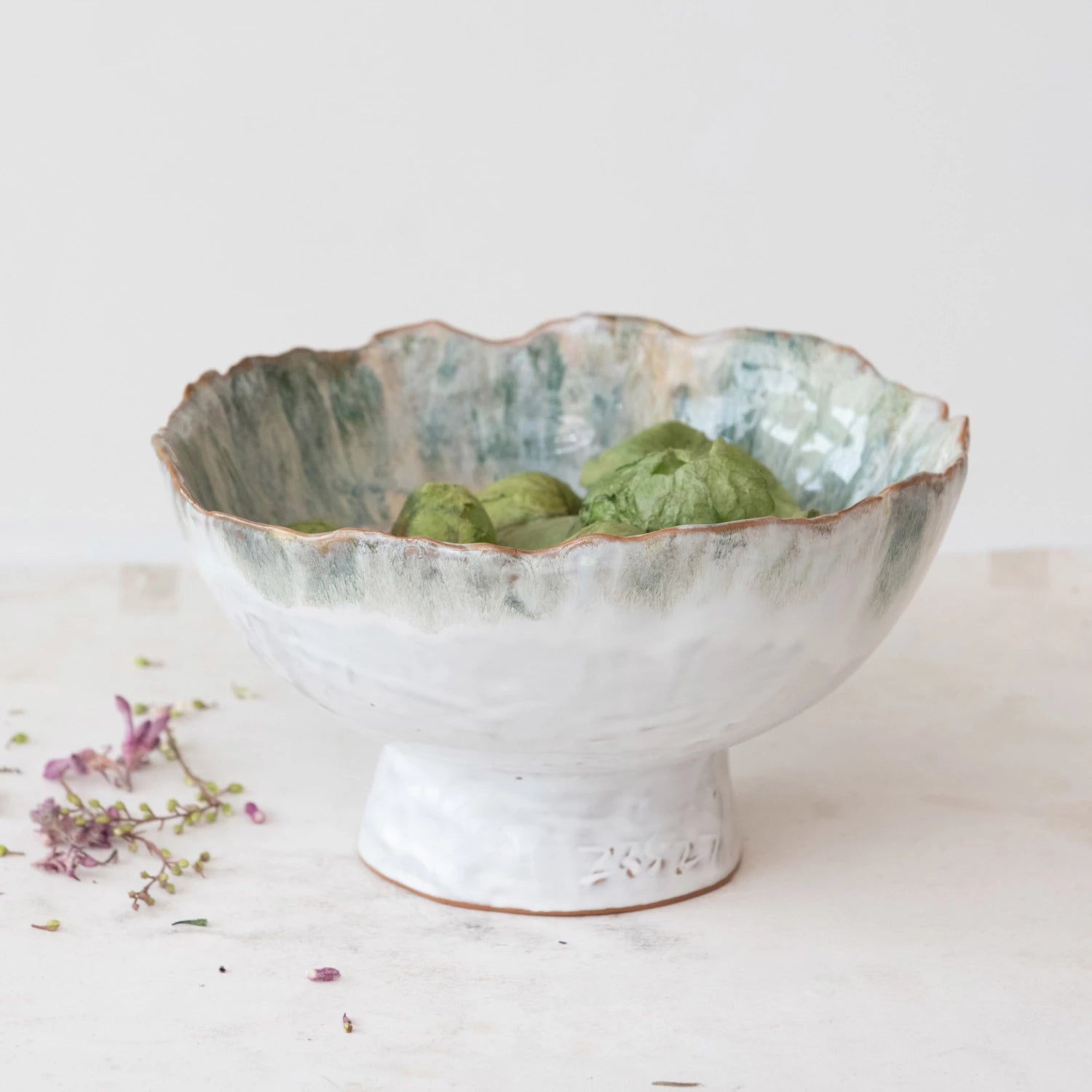 Footed Bowl with Reactive Glaze