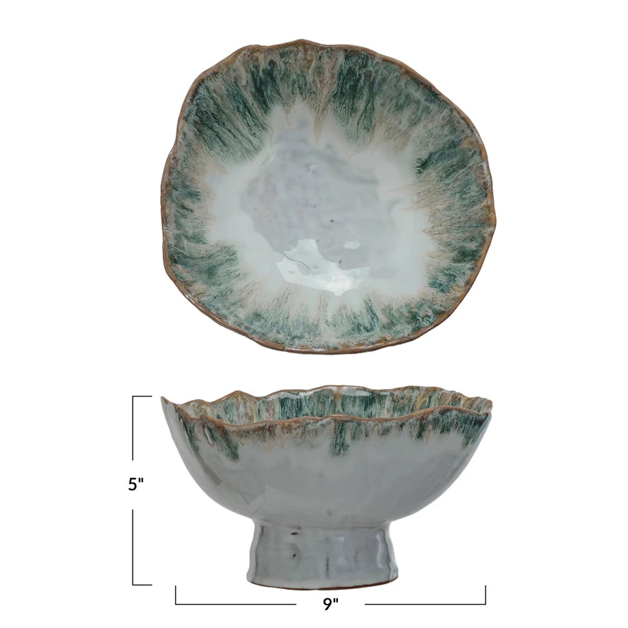 Footed Bowl with Reactive Glaze