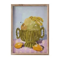 Set of four framed artworks with different scenes on a white background