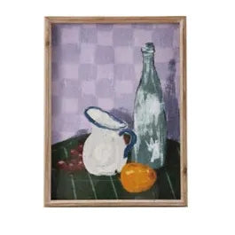 Set of four framed artworks with different scenes on a white background