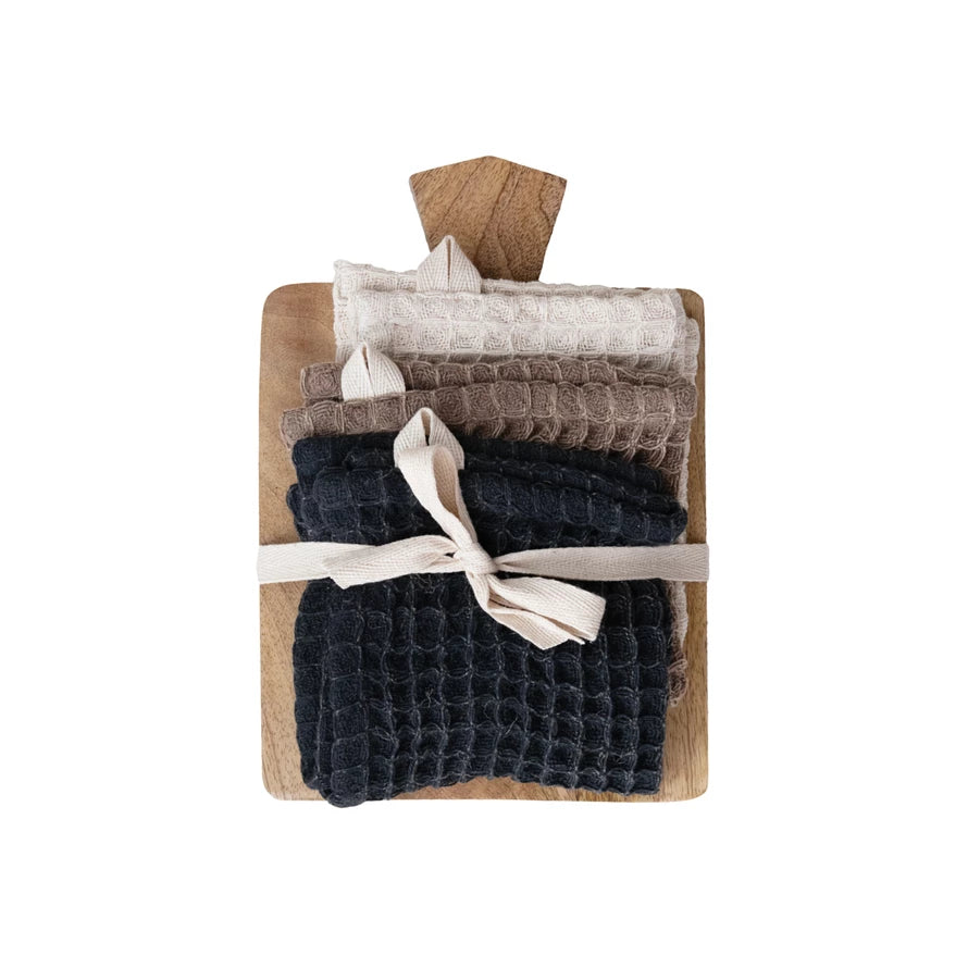 Waffle Weave Dish Cloths with Serving Board