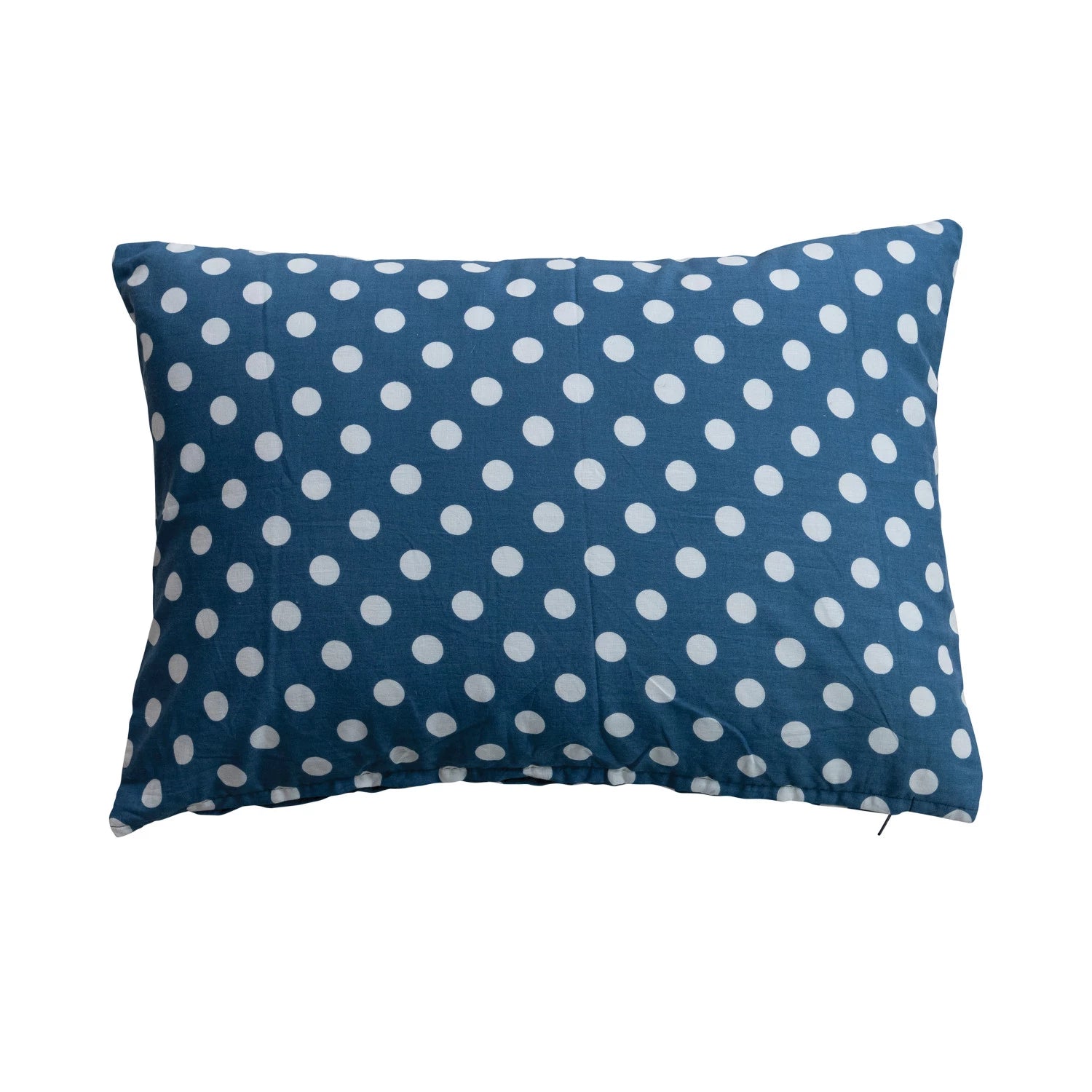 Cotton Voile Lumbar Pillow with Polka Dots & Embroidery