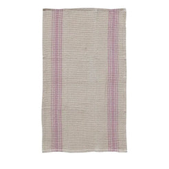 Three woven towels with different patterns on a white background
