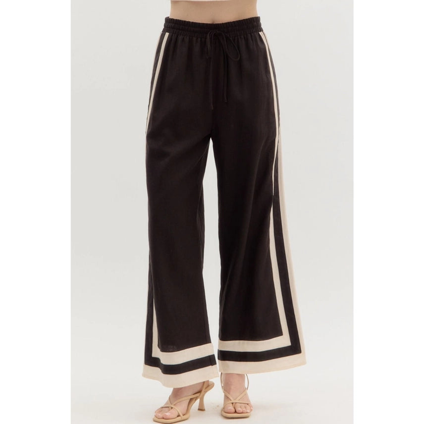 Solid High Waist Wide Leg Pull On Pants