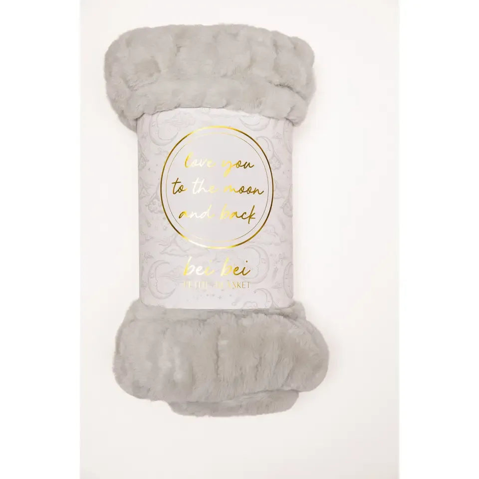Bei Bei | Faux Fur Blanket "Love You To the Moon" Toile Moonlight