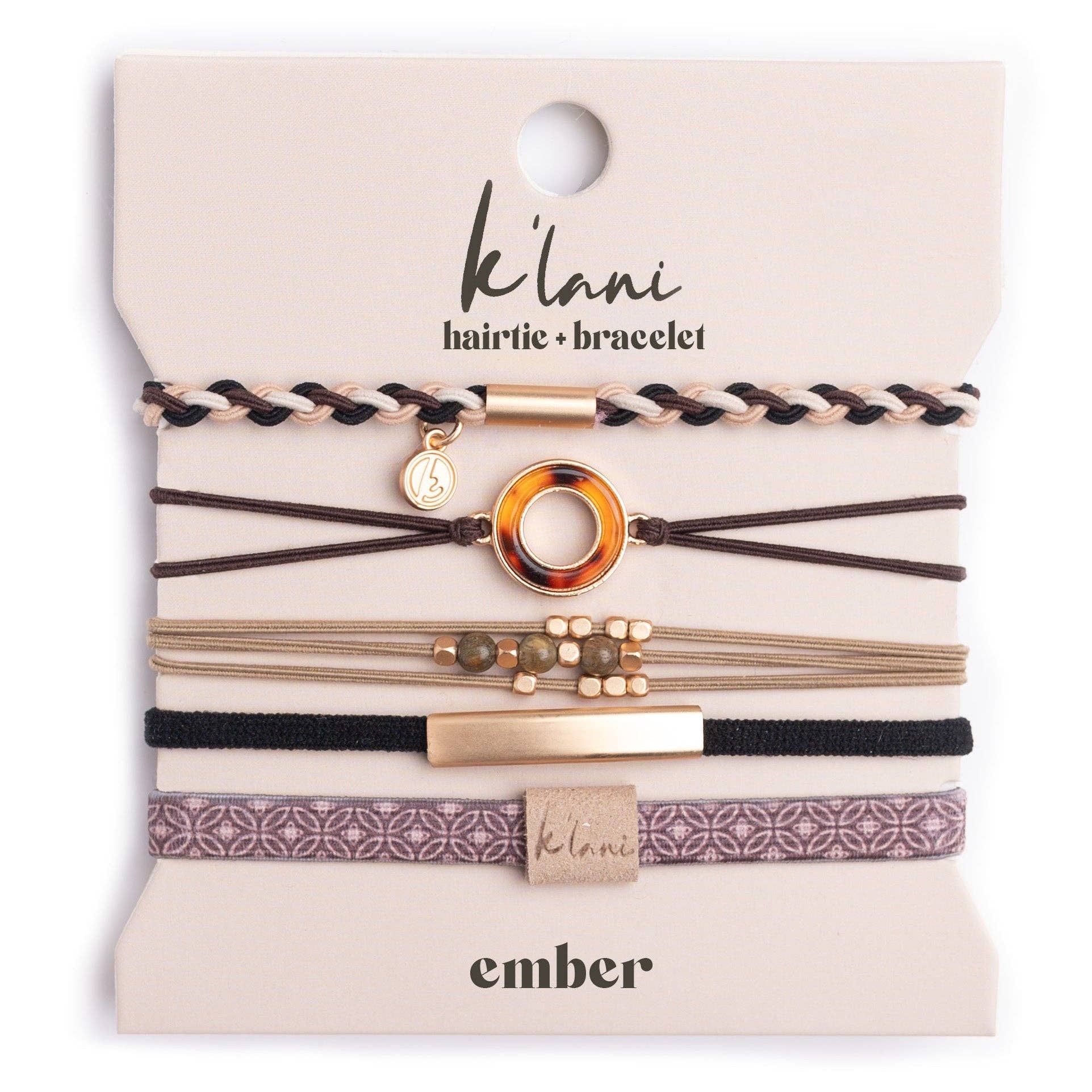 "Ember" Tortoise Shell Ring Charm with gold, browns and neutrals.
