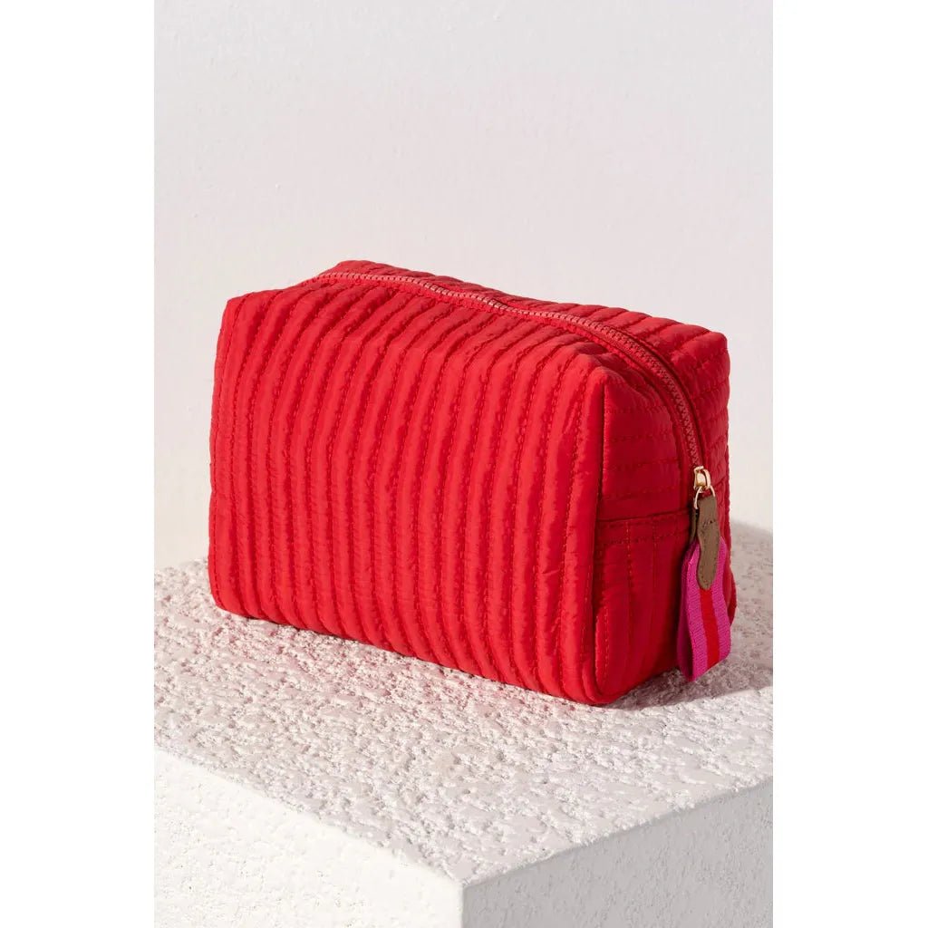 Ezra Large Boxy Cosmetic Bag - Red - Miles and Bishop