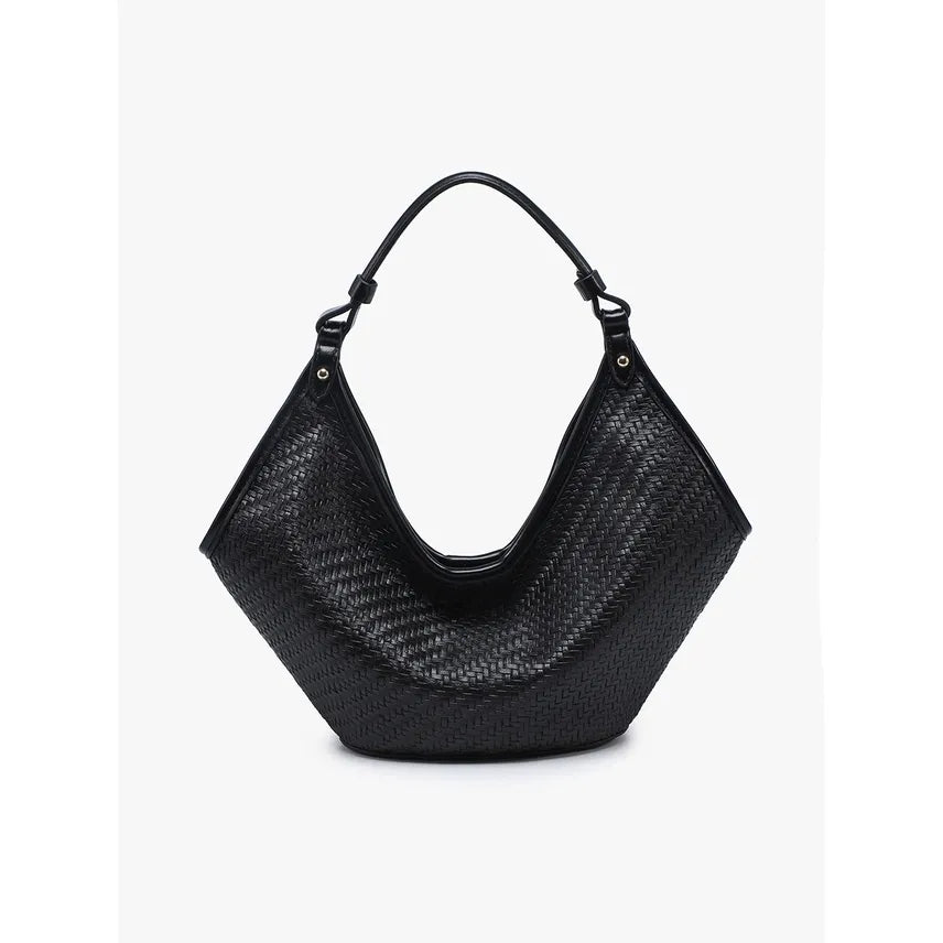 Jade Faux Woven Hobo Bag