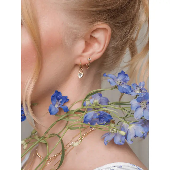 Bezel Heart Huggie Earring