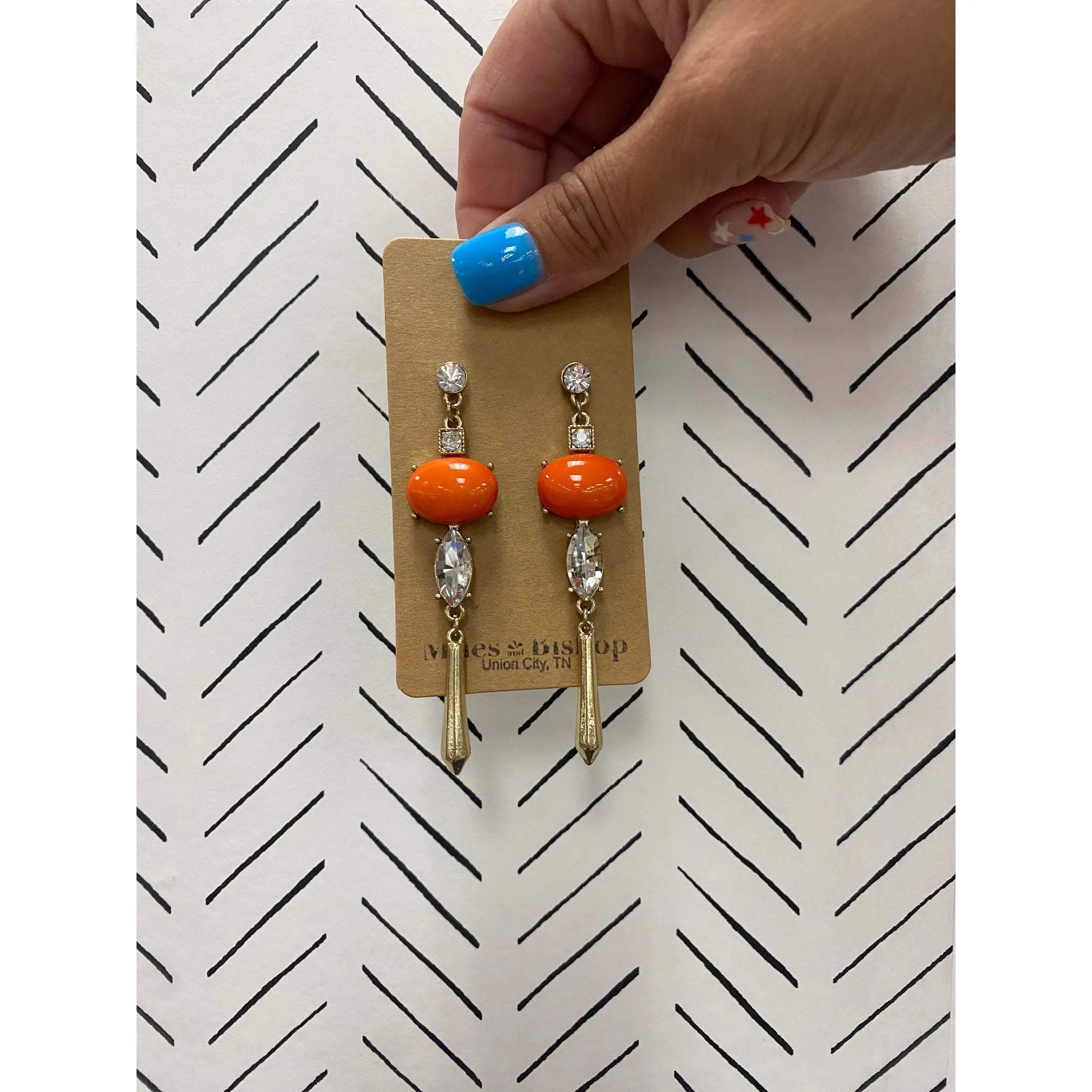 Crystal and Orange Drop Earrings - Miles and Bishop