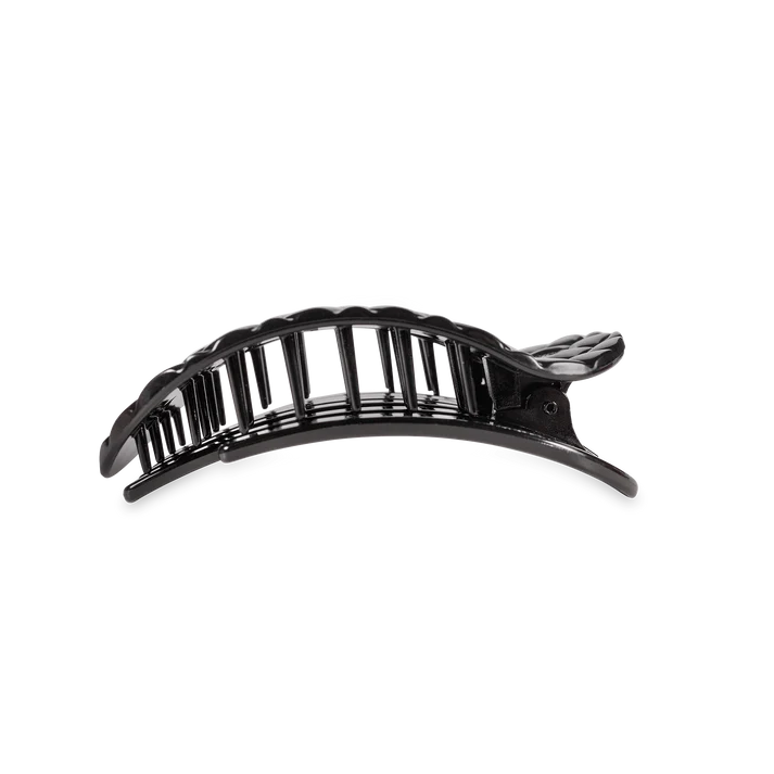 Jet Black Quilted Flat Round Hair Clip