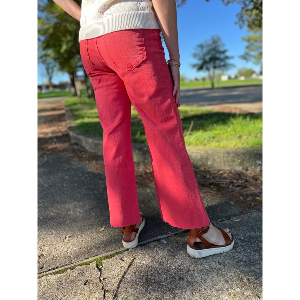 KUT | Meg Strawberry High Rise Fab Ab Ankle Flare - Miles and Bishop