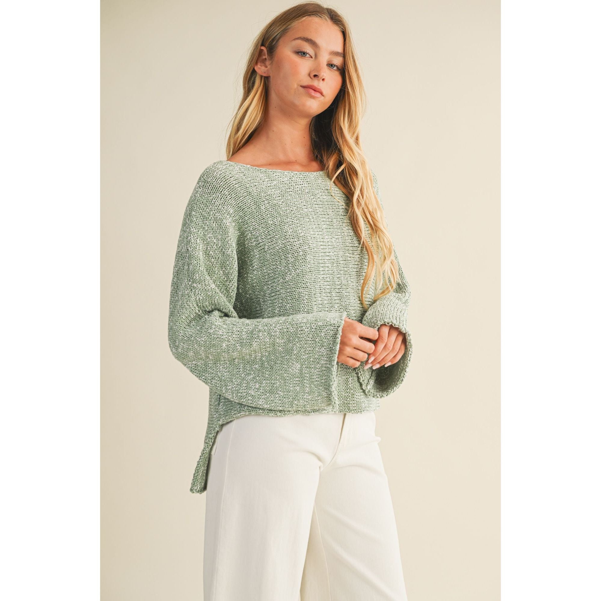 Muted Mint Two Tone Sweater