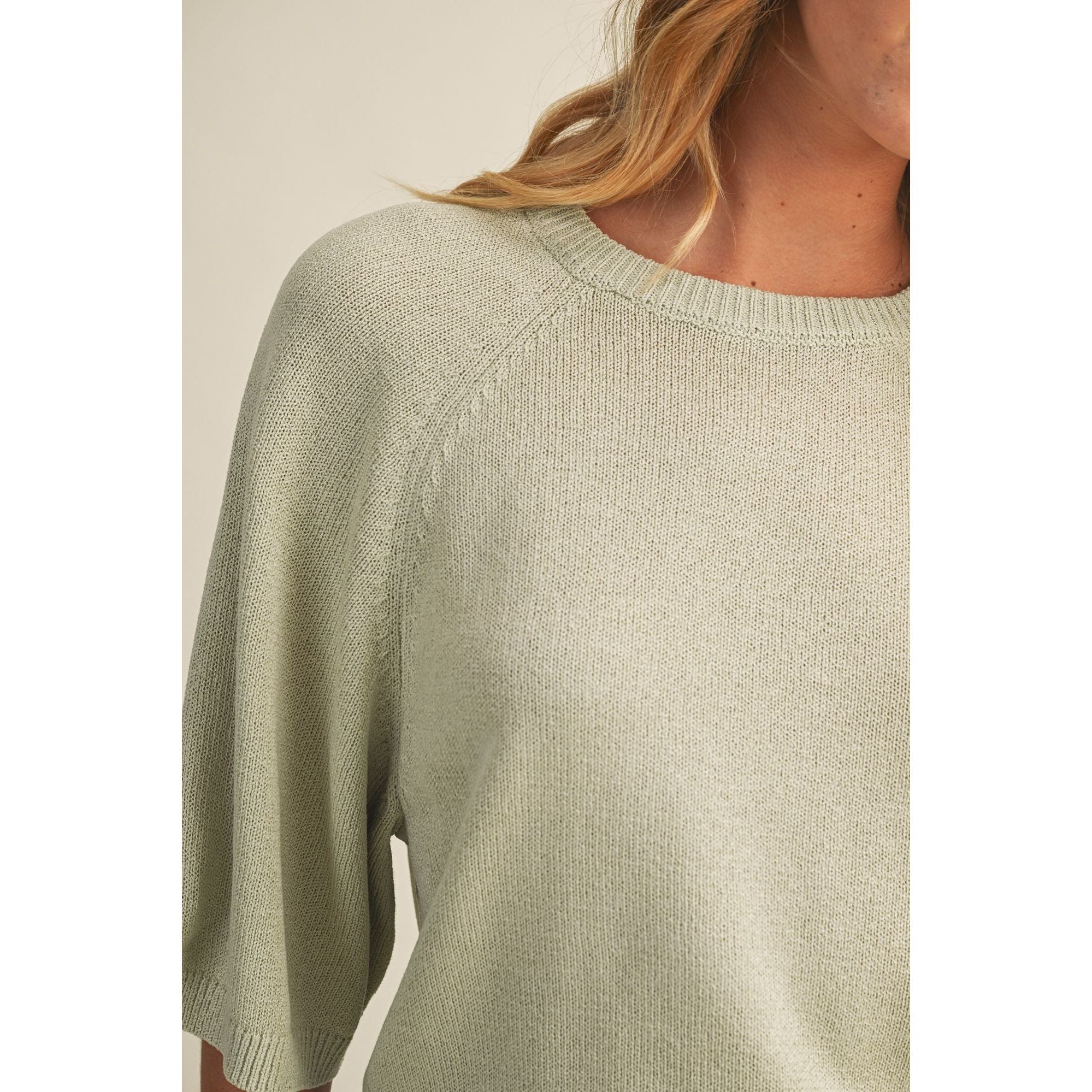 Raglan Short Sleeve Sweater Top