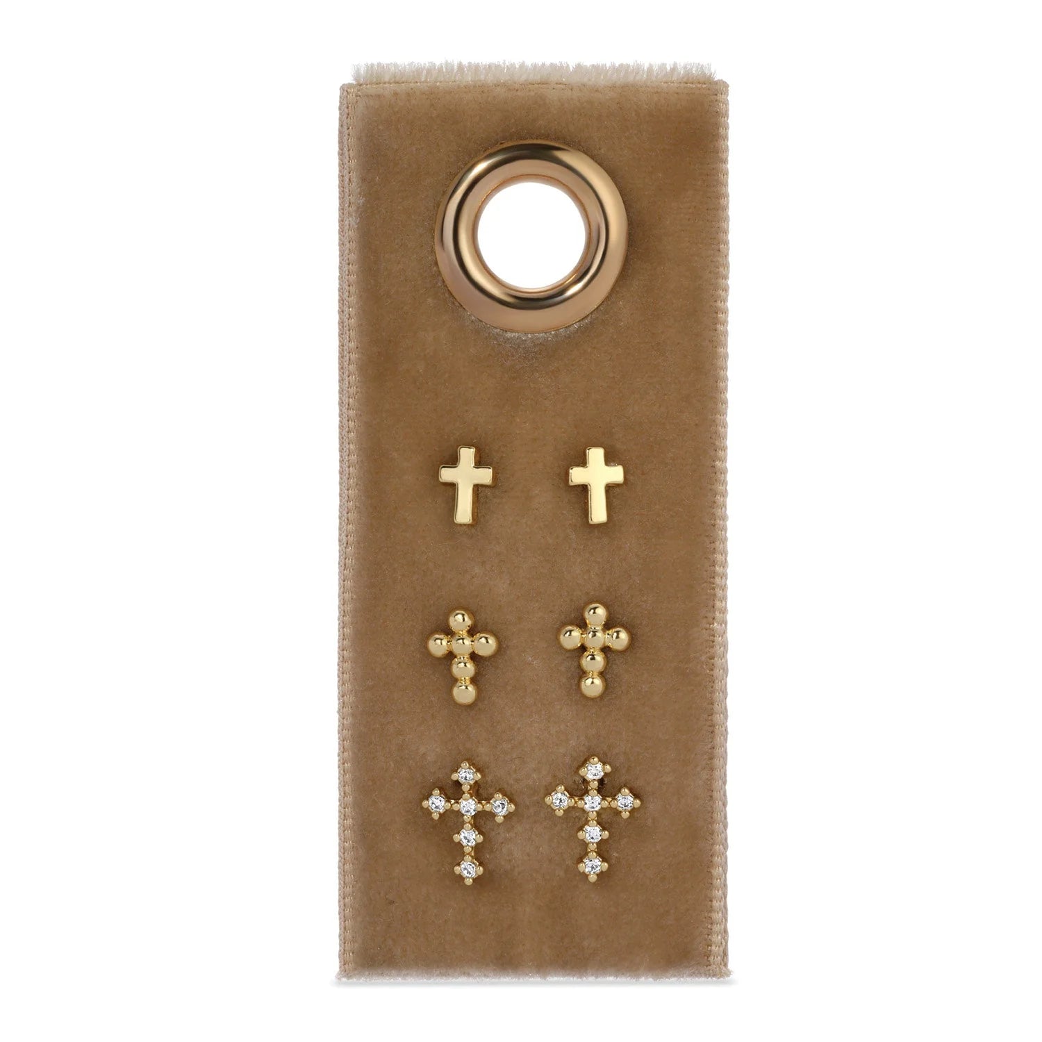 Multi Cross Velvet Set/3 Stud Gift Set