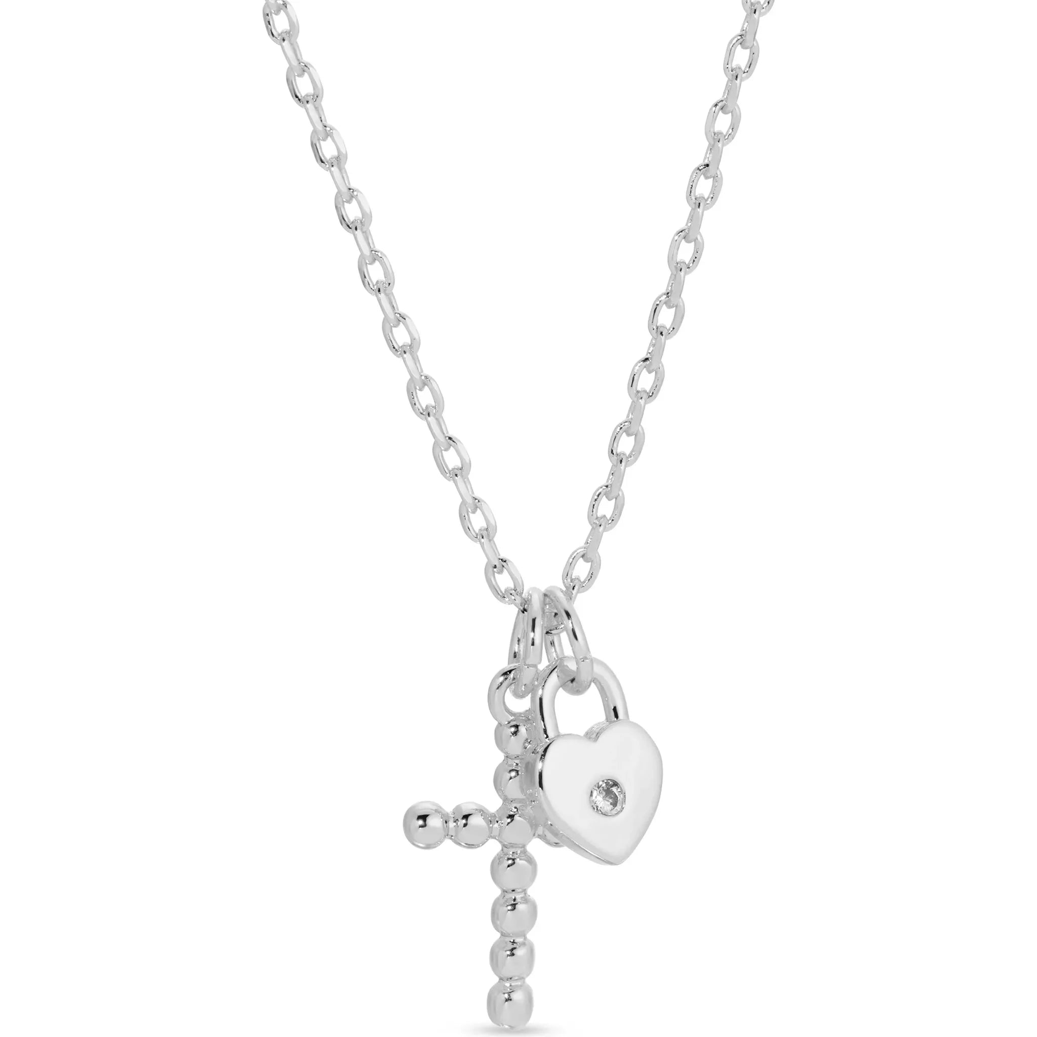 Cross and Heart Pendant Necklace