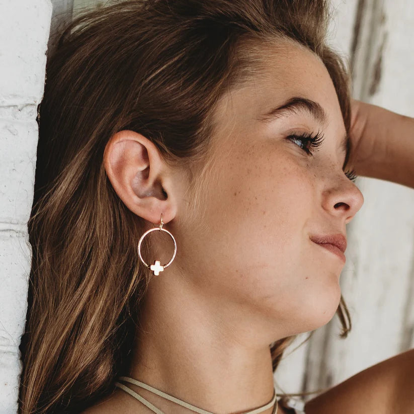 Lucy Small Hoop Cross Earrings
