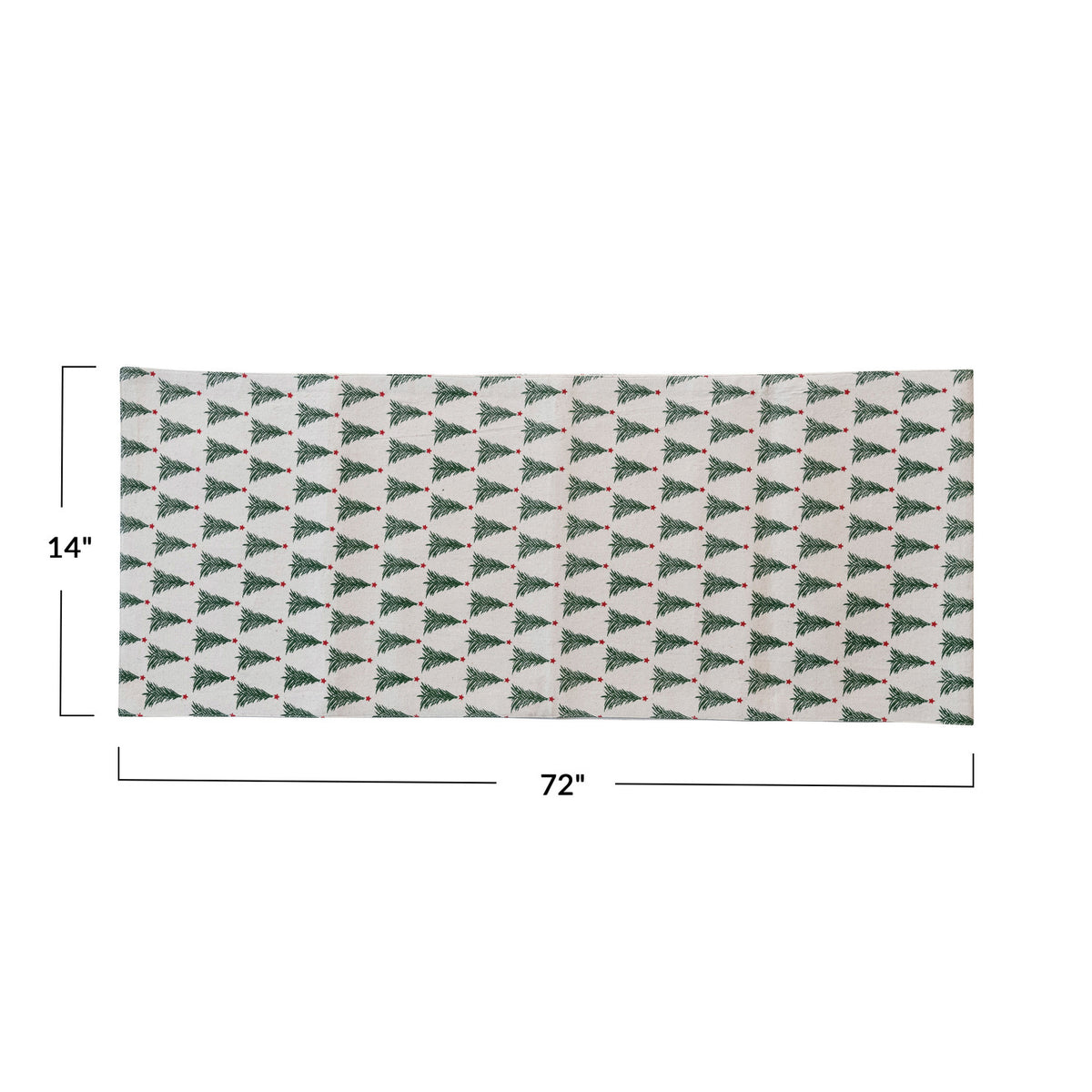 Stonewashed Cotton Printed Table Runner with Christmas Tree Pattern