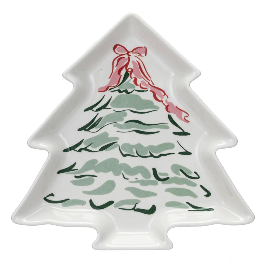 Stoneware Tree Shaped Christmas Plate