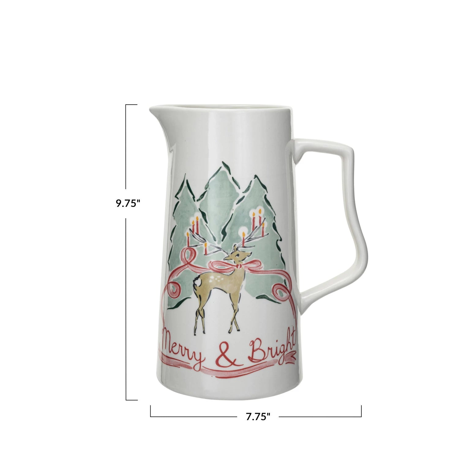 2 Quart Merry & Bright Stoneware Pitcher with Reindeer