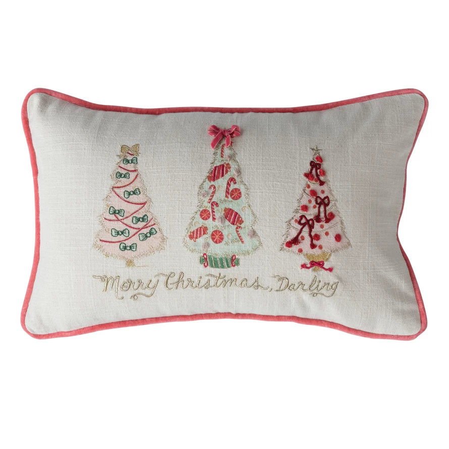 Lumbar Pillow with Christmas Trees
