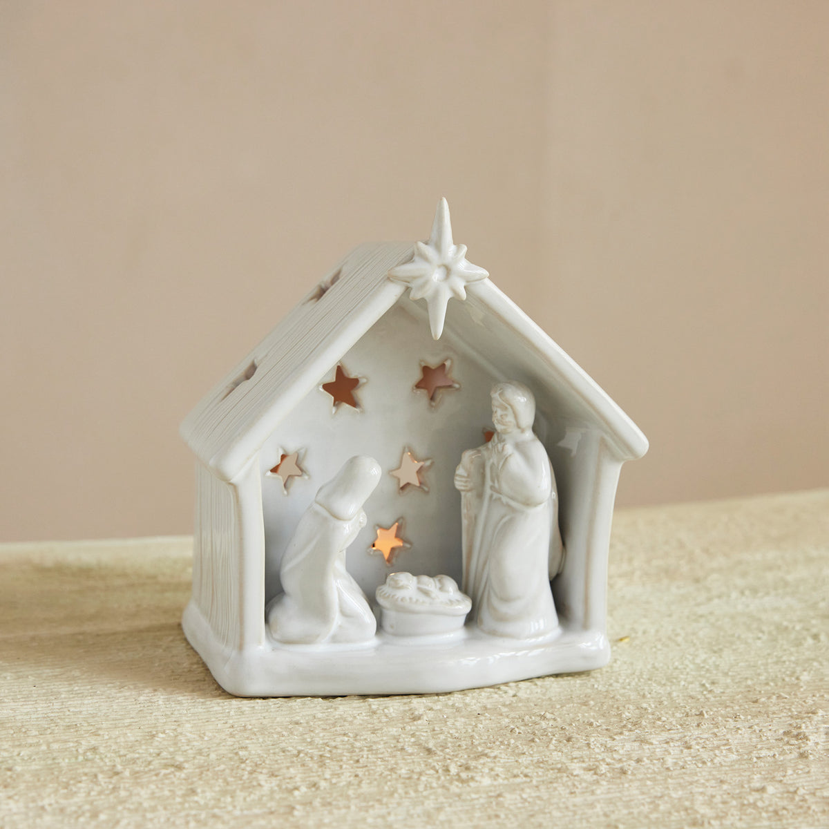 Holy Family Tealight Holder with Star Cut-Outs