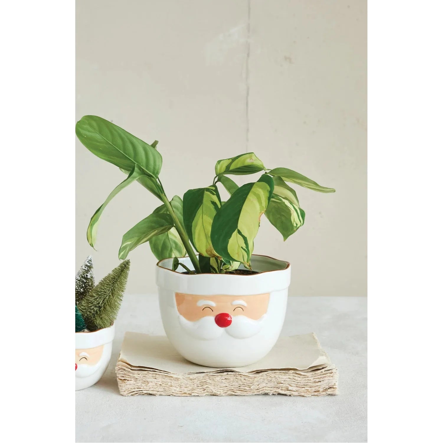Santa Head Shaped Mixing Bowl with Red Rim