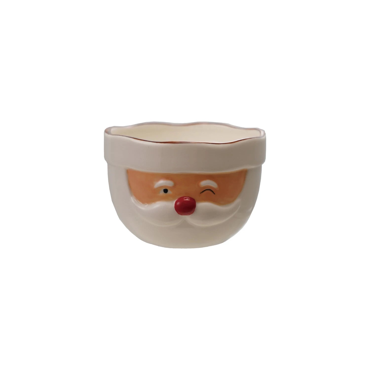 Santa Head Shaped Mixing Bowl with Red Rim