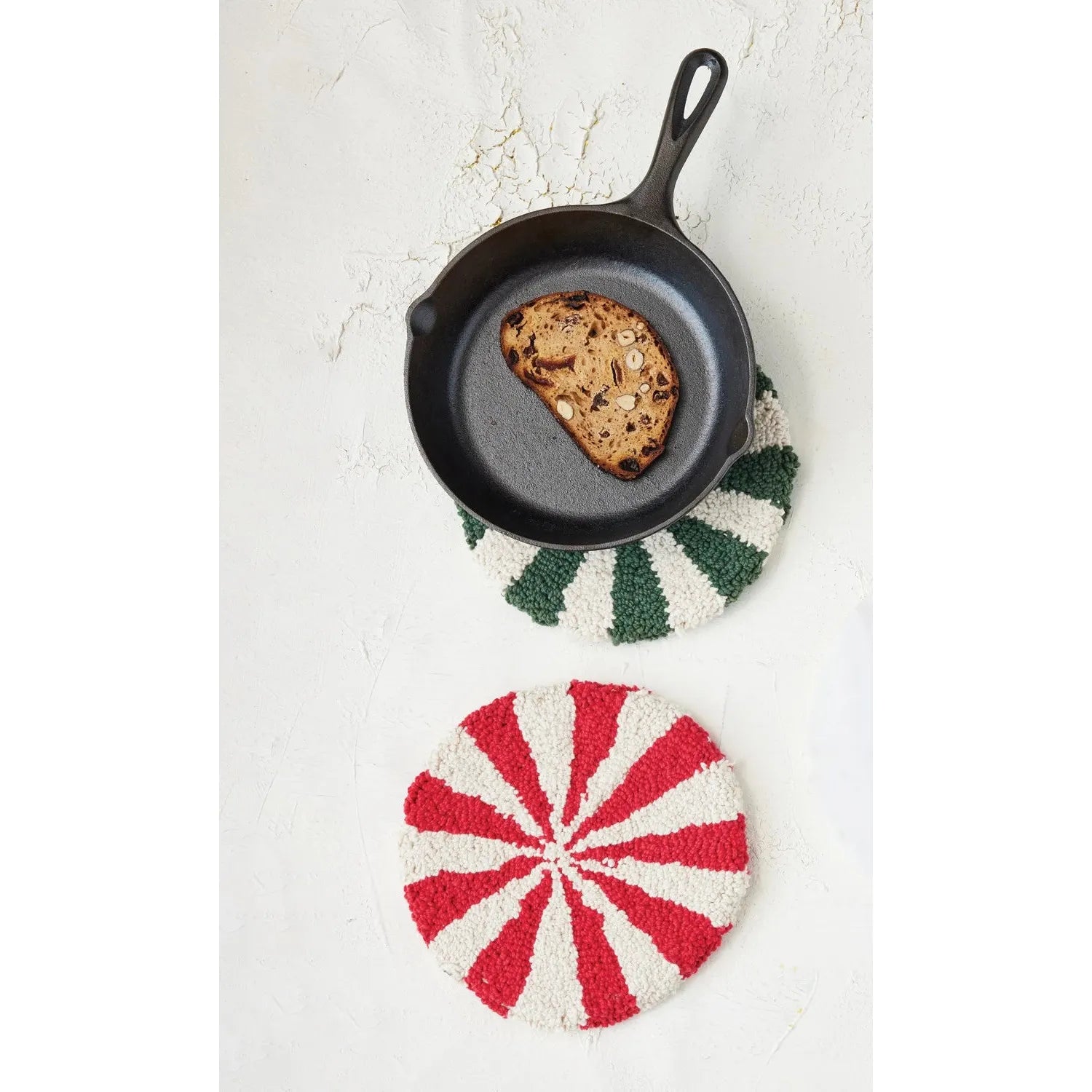 Round Cotton Tufted Candy Striped Trivet